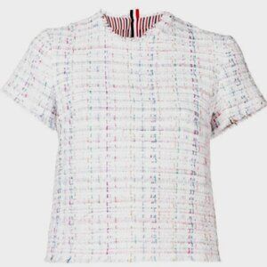 Thom Browne Tweed White Short Sleeve Shirt Size 36